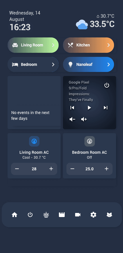 Home automation dashboard preview