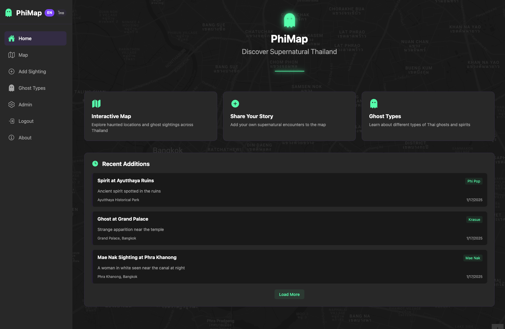 PhiMap - Thailand Ghost Sightings Map